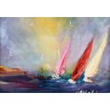 Carol Ann Waldron - LAND AHOY - Oil on Board - 4.5 x 6.5 inches - Signed