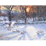 William Yeaman - WINTER SHEEP - Oil on Canvas - 18 x 24 inches - Signed