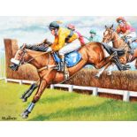 Roy Wallace - PAT TAFFE ON ARKLE - Oil on Board - 14 x 18 inches - Signed