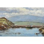 Wilfred Haughton, RUA - DONEGAL HARBOUR NEAR RATHMULLAN - Oil on Canvas - 12 x 18 inches - Signed