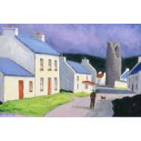 Sean Loughrey - BELL TOWER TORY ISLAND - Oil on Canvas - 8 x 12 inches - Signed