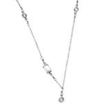 18CT WHITE GOLD AQUAMARINE AND DIAMOND NECKLACE