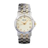 DELMA STAINLESS STEEL AND GOLD-PLATE GENT'S WRIST WATCH