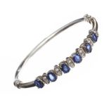 9CT WHITE GOLD SAPPHIRE AND DIAMOND BANGLE