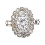 FRENCH ART DECO 18CT WHITE GOLD DIAMOND RING