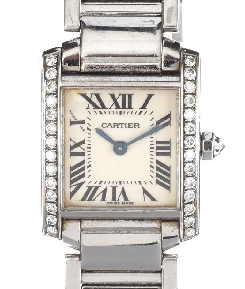 CARTIER 'TANK FRANCAISE' STAINLESS STEEL DIAMOND-SET LADY'S WRIST WATCH - Image 2 of 2