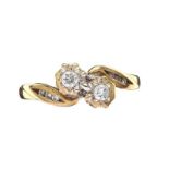 9CT GOLD TWO STONE DIAMOND RING