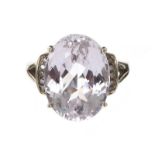 9CT GOLD RING SET WITH KUNZITE AND DIAMOND