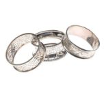 ASSORTMENT OF THREE STERLING SILVER NAPKIN RINGS