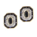 9CT GOLD SAPPHIRE AND DIAMOND EARRINGS