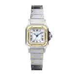 CARTIER SANTOS STAINLESS STEEL AND GOLD LADY'S WRIST WATCH