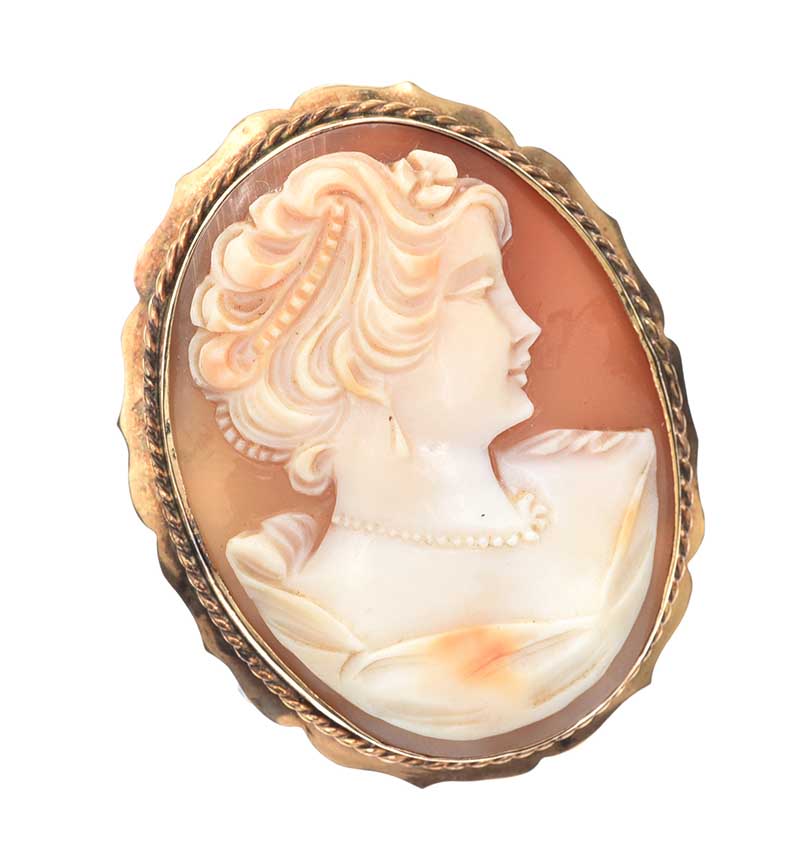 9CT GOLD MOUNTED CAMEO BROOCH