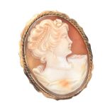 9CT GOLD MOUNTED CAMEO BROOCH