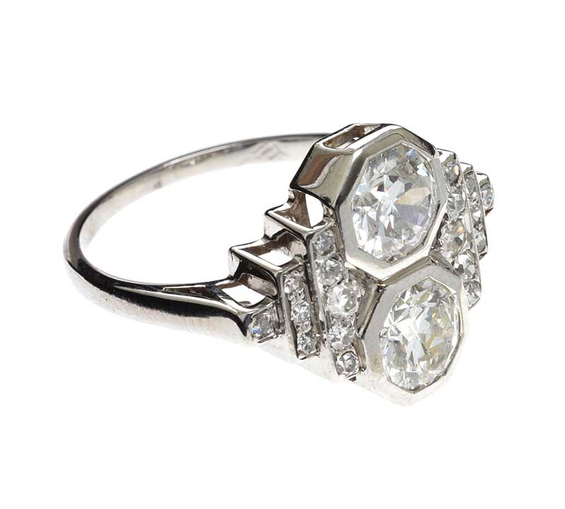 FRENCH ART DECO 18CT WHITE GOLD DIAMOND RING - Image 2 of 3