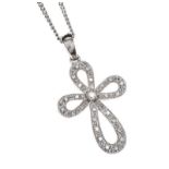 14CT WHITE GOLD DIAMOND CROSS NECKLACE