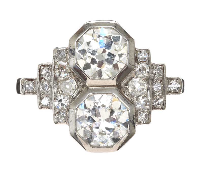 FRENCH ART DECO 18CT WHITE GOLD DIAMOND RING