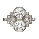 FRENCH ART DECO 18CT WHITE GOLD DIAMOND RING