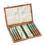 BOXED SET OF EPNS TEASPOONS, SUGAR TONGS AND BUTTER KNIVES