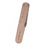 9CT ROSE GOLD ENGRAVED PENKNIFE (SMOKER'S ACCESSORY)