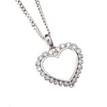 9CT WHITE GOLD DIAMOND HEART-SHAPED PENDANT AND CHAIN