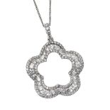 18CT WHITE GOLD DIAMOND FLORAL NECKLACE