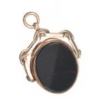 9CT GOLD HARDSTONE-SET SWIVEL FOB