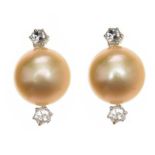 18CT WHITE GOLD DIAMOND AND PEARL EARRINGS