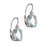 18CT WHITE GOLD AQUAMARINE AND DIAMOND EARRINGS