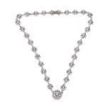 18CT WHITE GOLD 'FORGET-ME-NOT' DIAMOND NECKLACE