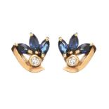 PAIR OF 18CT GOLD SAPPHIRE AND DIAMOND EARRINGS