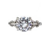 WHITE METAL AND CUBIC ZIRCONIA RING