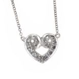 18CT WHITE GOLD DIAMOND HEART-SHAPED PENDANT AND CHAIN