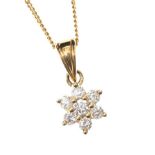 9CT GOLD DIAMOND FLORAL CLUSTER NECKLACE