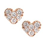 18CT ROSE GOLD DIAMOND HEART-SHAPED EARRINGS