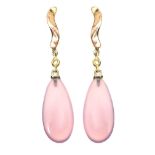 18CT GOLD DROP EARRINGS SET WITH QUARTZ