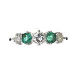 18CT GOLD EMERALD AND DIAMOND RING