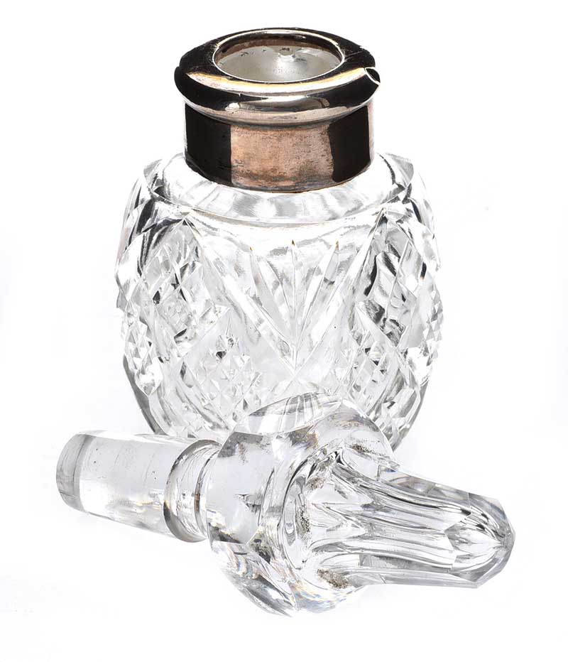 CUT GLASS SILVER TOPPED PERFUME BOTTLE - Image 2 of 3