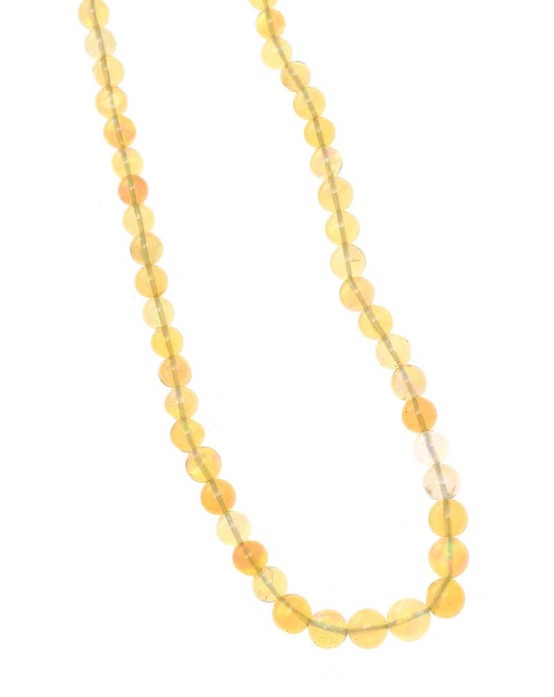 GRADUATED STRAND OF OPAL BEADS WITH A 9CT GOLD CLASP