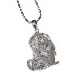 14CT WHITE GOLD DIAMOND 'PUPPY HOLDING FLIP-FLOP' NECKLACE