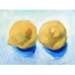 Catherine O'Leary - TWO LEMONS - Oil on Canvas - 9 x 11.5 inches - Signed Verso