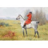 George Goodwin Kilburne, RI ROI RMS - A HUNTSMAN CALLING - Oil on Board - 7 x 10 inches - Signed