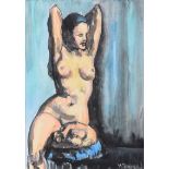 Mary Scannell - FEMALE NUDE STUDY - Watercolour Drawing - 13.5 x 9.5 inches - Signed