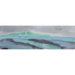 Markey Robinson - EARLY MORNING SAIL - Gouache on Board - 7 x 20 inches - Signed