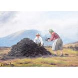 Charles McAuley - STACKING TURF - Oil on Canvas - 10 x 14 inches - Signed