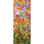 Siobhan O'Malley - WILD FLOWERS - Acrylic on Canvas - 39.5 x 15.5 inches - Signed Verso