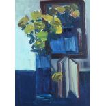 Brian Ballard, RUA - STILL LIFE, ROSES WITH BOOK - Oil on Canvas - 28 x 20 inches - Signed