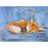 Eileen McKeown - SLEEPING FOX - Acrylic on Board - 18 x 24 inches - Signed in Monogram