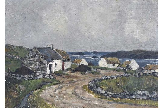 John Crampton Walker, HRHA - CROFTER'S COTTAGE - Oil on Board - 10.25 x 14 inches - Signed