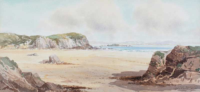 Rowland Hill, RUA - MARBLE HILL, DONEGAL - Watercolour Drawing - 10 x 20 inches - Signed