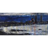 D. McAllister - NIGHT AT DONOUGHMORE, DUBLIN - Oil on Board - 7 x 14 inches - Signed Verso